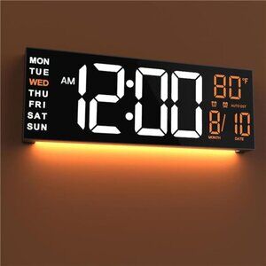 16" Large Digital Wall Mount Clock Count Down Timer Alarm Big LED w/ Night Light